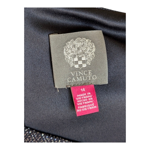 Vince Camuto Navy Blue Glitter Asymmetrical Drape Dress, Size 14 - Picture 8 of 11